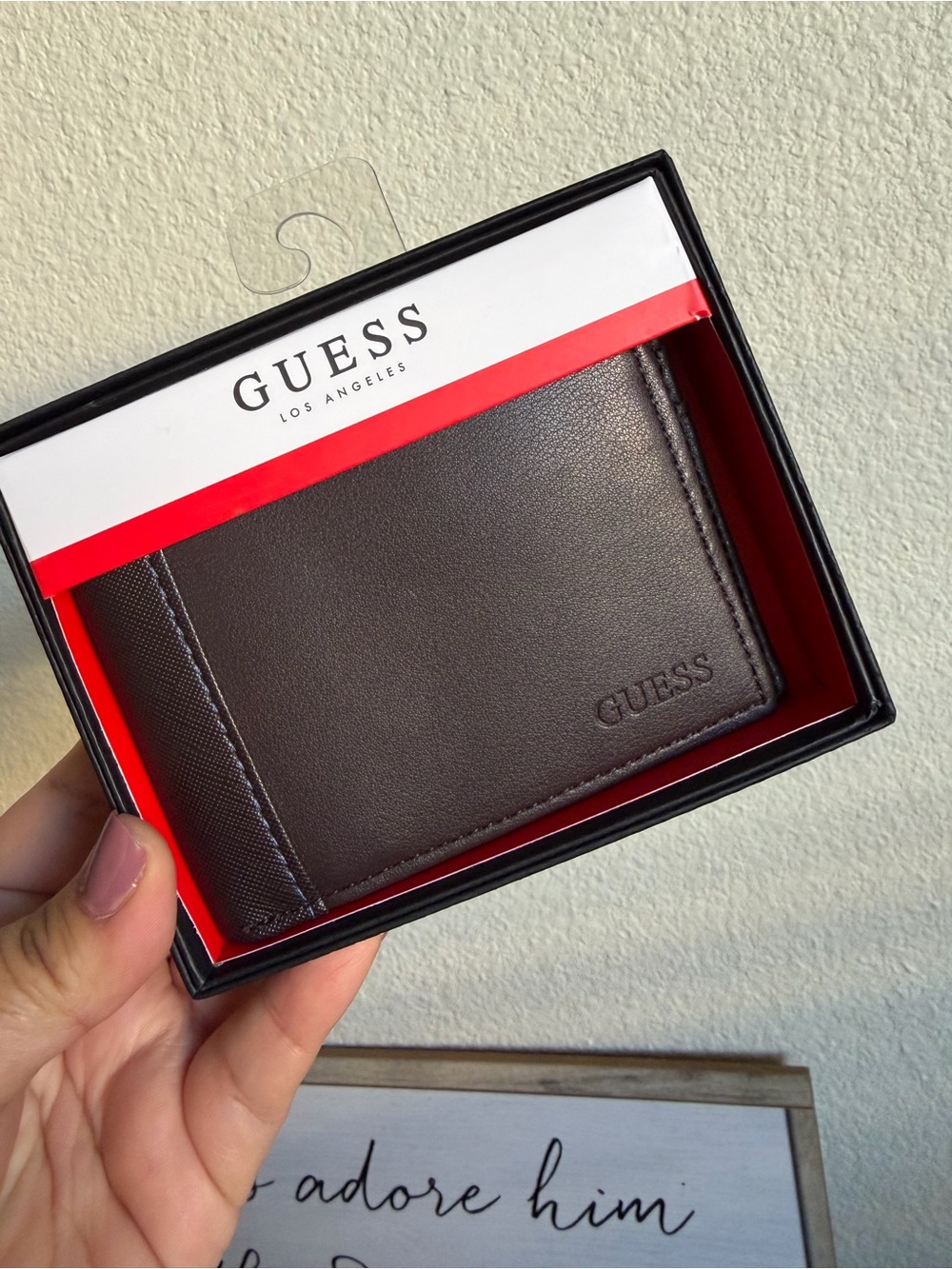 GUESS Men’s Dark Brown Leather Wallet